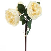 Sztuczne róże jak prawdziwe kremowe sztuczne kwiaty 48cm 3szt