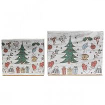 Produkt Doniczka drewniana ozdoba świąteczna biała, kolorowa 20×20/15×15cm, zestaw 2