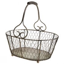 Kosz druciany kosz w stylu antycznym z metalowym uchwytem kosz 28×23×12cm