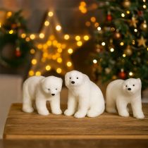 Produkt Dekoracyjne figurki niedźwiedzia polarnego stojące i siedzące białe 16/20cm 3 szt.