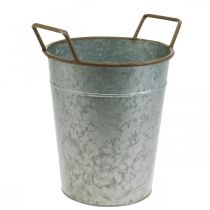 Produkt Doniczka z uchwytami, metalowy pojemnik do sadzenia, doniczka srebrna, brązowa Ø24cm W32,5cm