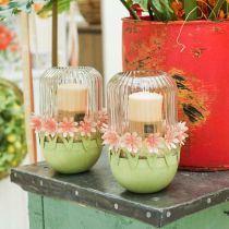 Produkt Miska na rośliny, dekoracja wiosenna, miska metalowa z dekoracją kwiatową, koszyk wielkanocny