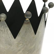Produkt Dekoracyjna korona o wyglądzie antycznym, szara metalowa dekoracja Ø17,5 cm W17,5 cm