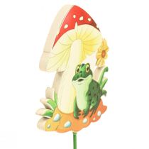 Wtyki ozdobne drewniane wtyki kwiatowe dekoracja żabka 6,5cm 18szt