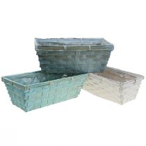 Produkt Doniczka, pleciony kosz na rośliny, kwadratowy kosz na frytki zielony/biały 25cm 6 szt