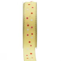 Produkt Wstążka prezentowa w kropki żółta 25mm 18m
