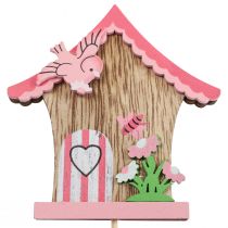 Wtyczka kwiatowa drewniana ozdobna zatyczka budka dla ptaków 7,5x8cm 12 sztuk