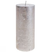 Świece pieńkowe platyna błyszczący wzór 200mm Ø85mm 2szt