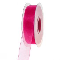 Produkt Wstążka z organzy wstążka prezentowa różowa wstążka krajka 25mm 50m