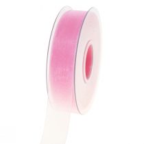 Produkt Wstążka z organzy wstążka prezentowa różowa wstążka krajka 25mm 50m