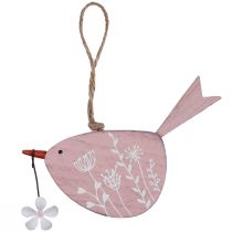 Dekoracyjny ptak wiosenna dekoracja wisząca dekoracja drewniana różowa 15×8,5cm