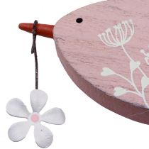 Dekoracyjny ptak wiosenna dekoracja wisząca dekoracja drewniana różowa 15×8,5cm