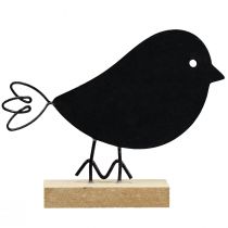 Ptaszki dekoracyjne czarne drewniane ptaszki dekoracja drewniana sprężyna 13,5cm 6szt