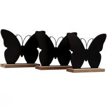 Dekoracja stołu dekoracja drewniana motyl czarny naturalny 12cm 6szt