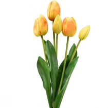 Produkt Pomarańczowo-żółte tulipany Dekoracja Prawdziwy dotyk sztucznych kwiatów 49cm 5szt