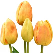 Produkt Pomarańczowo-Żółte Tulipany Dekoracja Sztuczne Kwiaty Prawdziwego Dotyku 49cm 5 szt