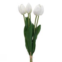 Produkt Białe tulipany Dekoracja Prawdziwy dotyk Sztuczne kwiaty Wiosna 49cm 5szt