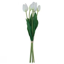 Produkt Białe Tulipany Dekoracja Sztuczne Kwiaty Real Touch Wiosna 49cm 5 szt