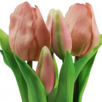 Produkt Sztuczne tulipany w doniczce Tulipany Brzoskwiniowe sztuczne kwiaty 22cm