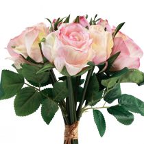 Produkt Sztuczne Róże Różowe Kremowe Sztuczne Róże Dekoracja 29cm 12szt