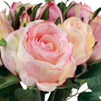 Produkt Sztuczne Róże Różowe Kremowe Sztuczne Róże Dekoracja 29cm 12szt
