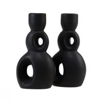 Produkt Świecznik ceramiczny świecznik czarny wys. 13cm 2szt
