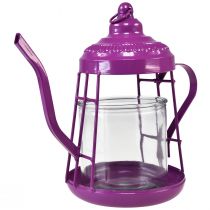 Produkt Świecznik na tealighty, szklana latarnia, czajniczek, różowy, Ø15cm W26cm