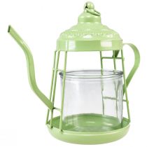 Produkt Świecznik na tealighty, szklana latarnia, czajniczek, zielony, Ø15cm, W26cm