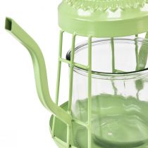 Produkt Świecznik na tealighty, szklana latarnia, czajniczek, zielony, Ø15cm, W26cm