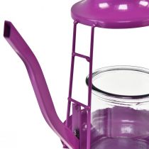 Produkt Świecznik na tealighty, szklana latarnia, czajniczek, różowy, Ø13cm W22cm