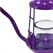 Produkt Świecznik na tealighty Szklany czajniczek z latarnią fioletowy Ø13cm W22cm
