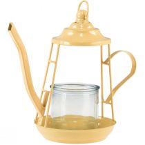 Świecznik na tealighty, szklana latarnia, czajniczek, pomarańczowy Ø13cm 22cm