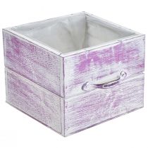 Produkt Szuflada na rośliny z uchwytem w kolorze różowego białego drewna 12/15 cm, zestaw 2 szt