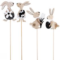 Produkt Wtyczka kwiatowa Zając wielkanocny czarny biały naturalny W9cm 12 szt
