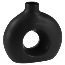 Wazon Nowoczesny Ceramiczny Czarny Nowoczesny Owalny 21×7×20cm