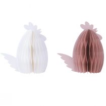 Produkt Dekoracja Kurczak Biały Pomarańczowy Plaster Miodu Figurki Wielkanoc 19×12×20cm 2 szt