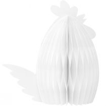 Produkt Dekoracyjna papierowa figurka dekoracyjna z kurczaka o strukturze plastra miodu, biała 28,5x15,5x30cm
