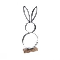 Produkt Zajączek wielkanocny czarne srebrne króliki metalowe drewno 13,5×37cm