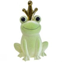 Żaba dekoracyjna, żabi książę, dekoracja wiosenna, żaba ze złotą koroną jasnozieloną 40,5cm