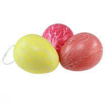 Produkt Wieszak dekoracyjny Pisanki żółty/różowy/czerwony spękanie Ø15cm 3 szt