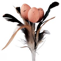 Produkt Sztuczne jaja przepiórcze, pióra dekoracyjne na patyku 36cm 12szt