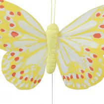 Produkt Dekoracyjne motyle na drucianych piórkach pomarańczowo-żółte 7×11cm 12szt