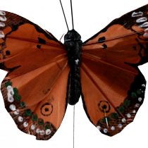 Produkt Dekoracyjne motyle na drucianych piórkach zielony różowy pomarańczowy 6,5×10cm 12szt
