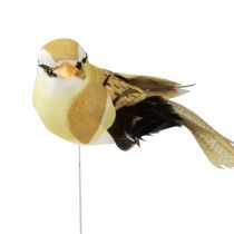 Produkt Ptak z piórkiem na drucie Ptak ozdobny z piórami zielony 4cm 12szt