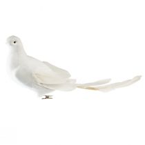 Dekoracja ślubna gołębica białe gołębie ślubne z klipsem 31,5cm