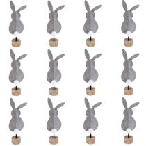 Produkt Stojak do dekoracji stołu Dekoracja zajączka wielkanocnego filcowa szara 19cm 12 szt