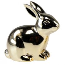 Produkt Króliki ceramiczne złoty królik siedzący metalowy wygląd 8,5cm 3szt