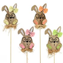 Produkt Wtyczka kwiatowa drewniana Zajączek wielkanocny z okularami 8,5cm 12 szt