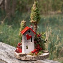 Produkt Ceramiczna latarnia domowa z czerwonym dachem i okienkiem w kształcie serca - 17,5 cm 2 szt