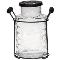 Szklany wazon z pokrywką, butelka pomocnicza 16,5×8,5×18,5cm